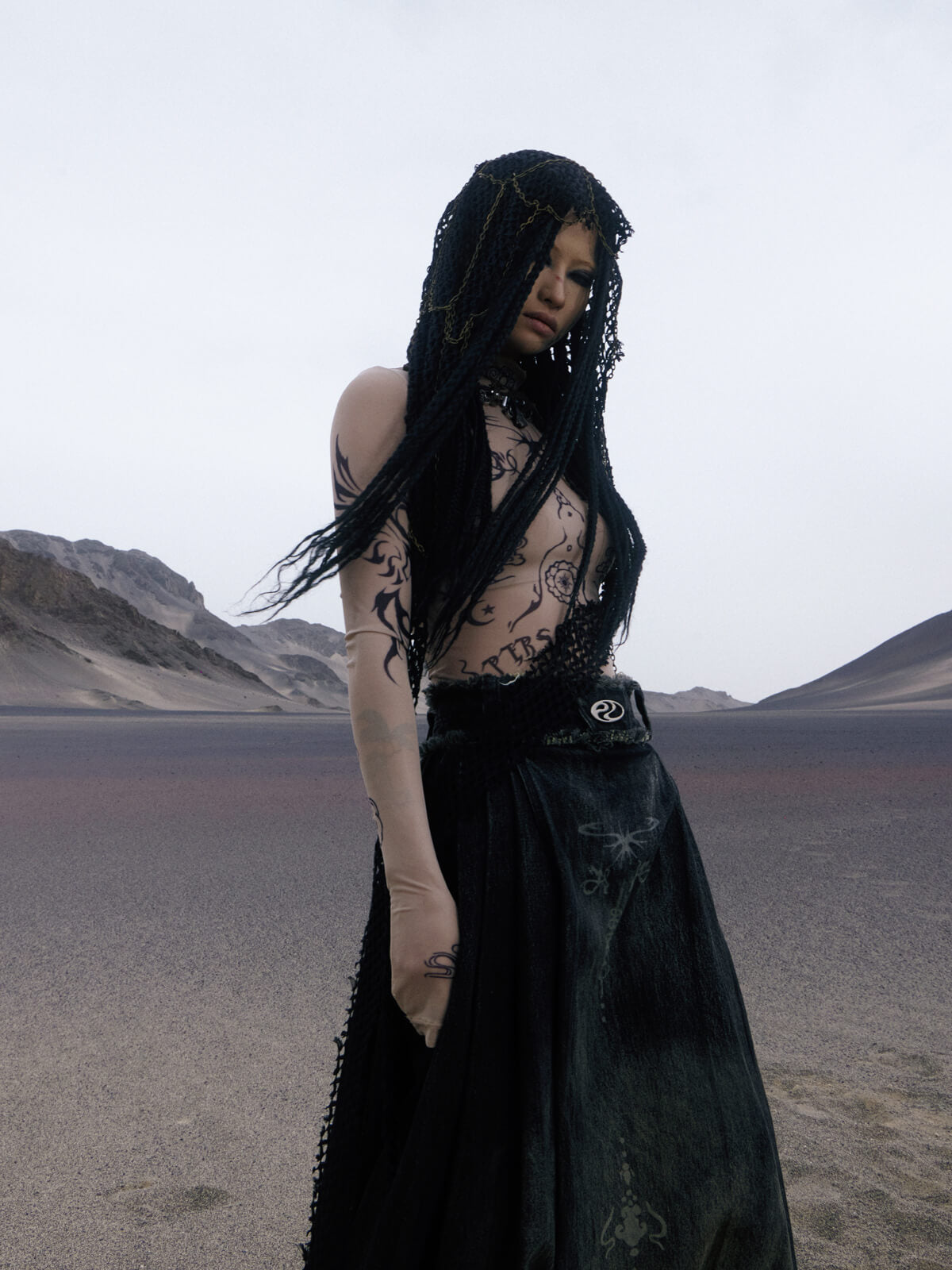 Personsoul Desert Totem-Inspired Skin Highneck Top-IYAMIUIO