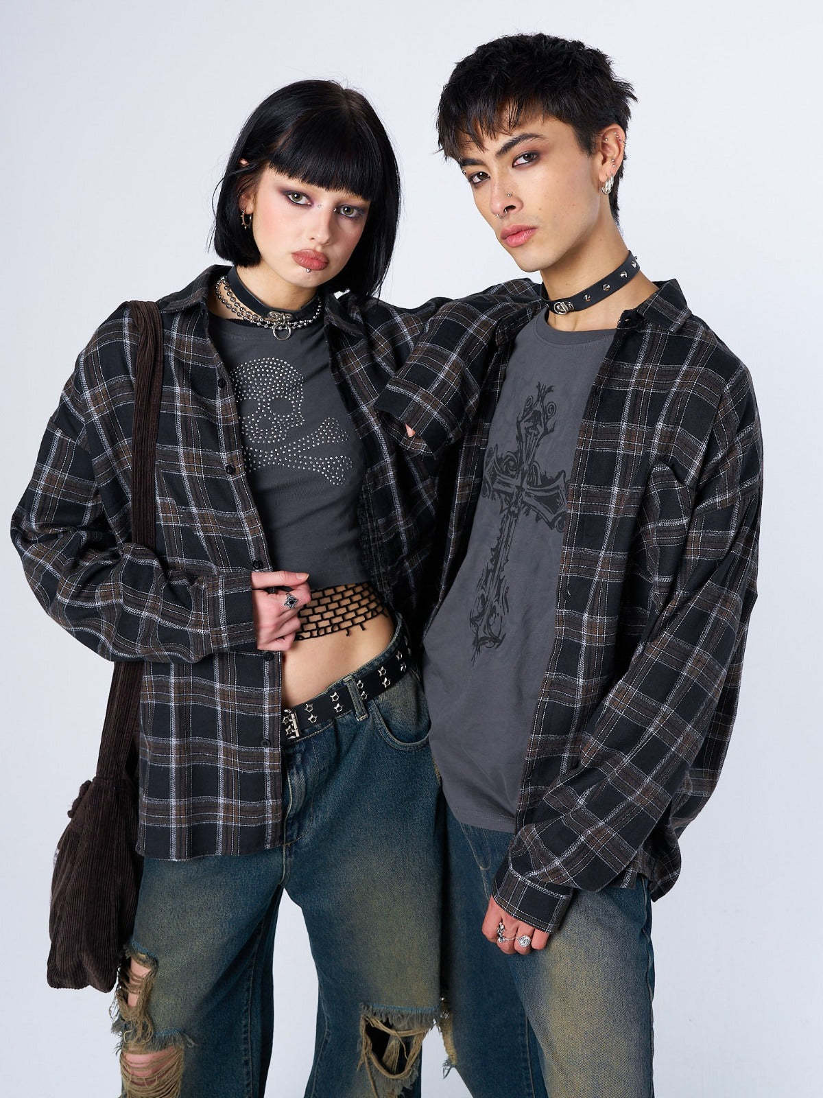 Tyler Black & Grey Checked Shirt-IYAMIUIO