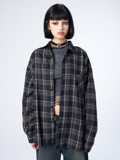 Tyler Black & Grey Checked Shirt-IYAMIUIO