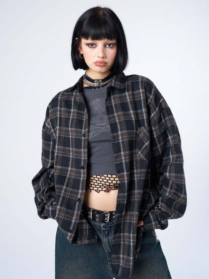 Tyler Black & Grey Checked Shirt-IYAMIUIO