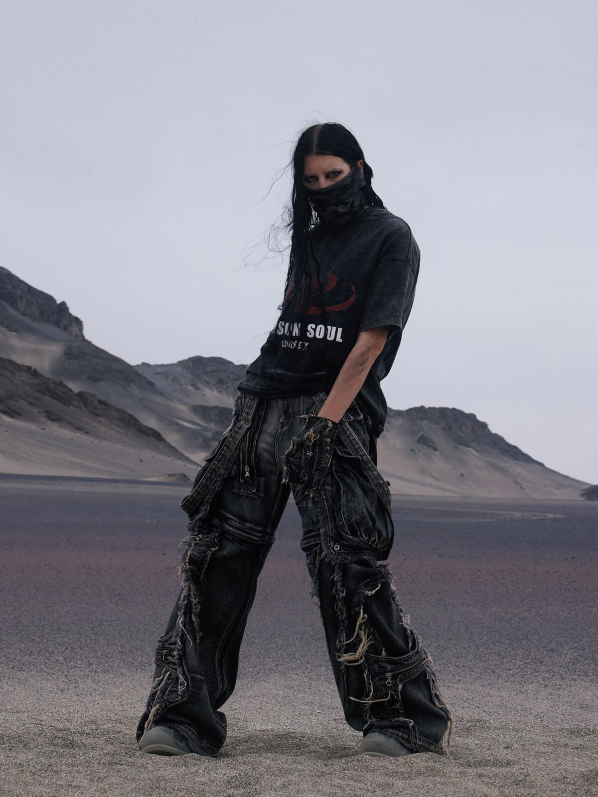 Personsoul Black Detachable Denim Overalls-IYAMIUIO