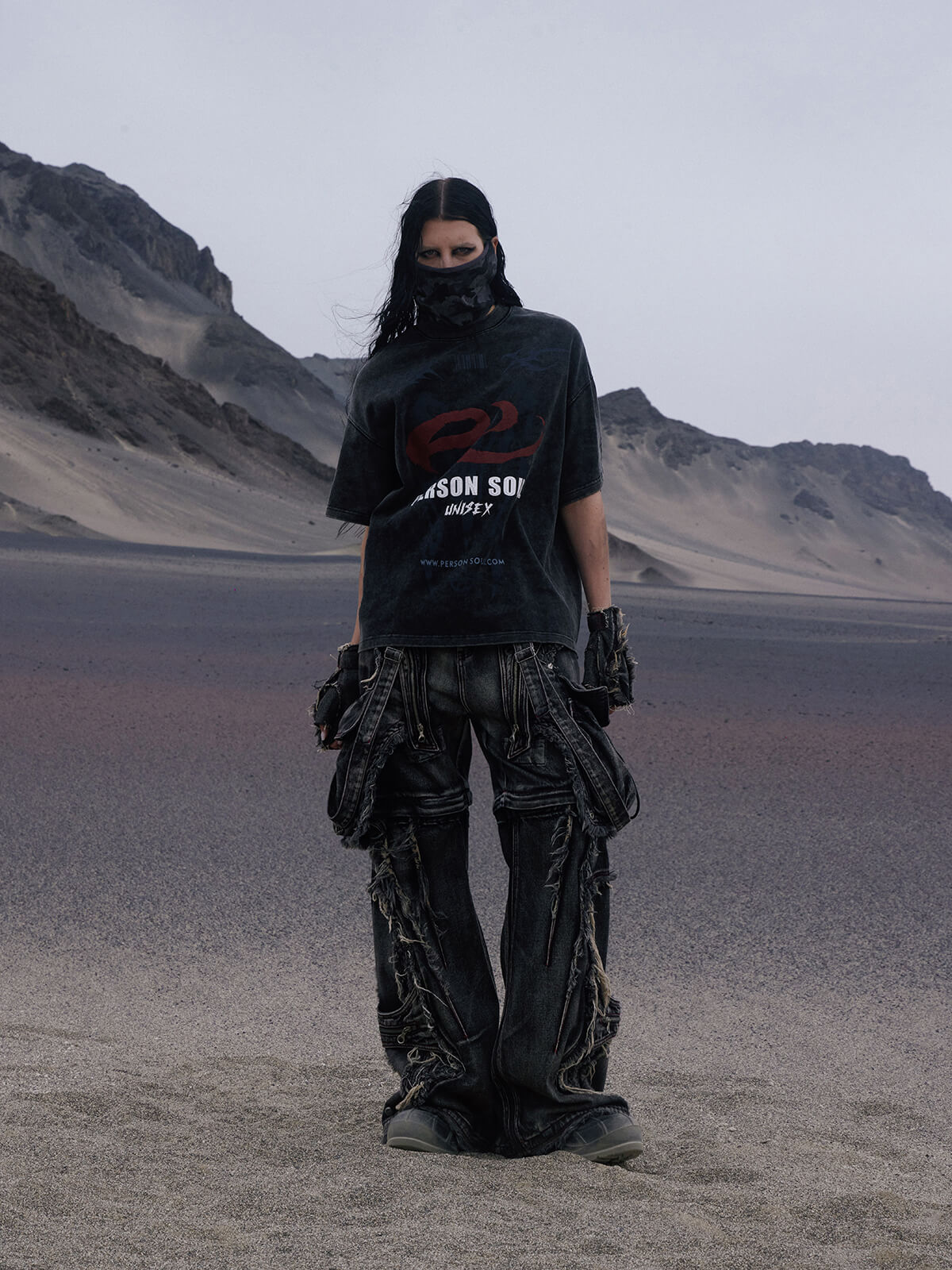 Personsoul Black Detachable Denim Overalls-IYAMIUIO