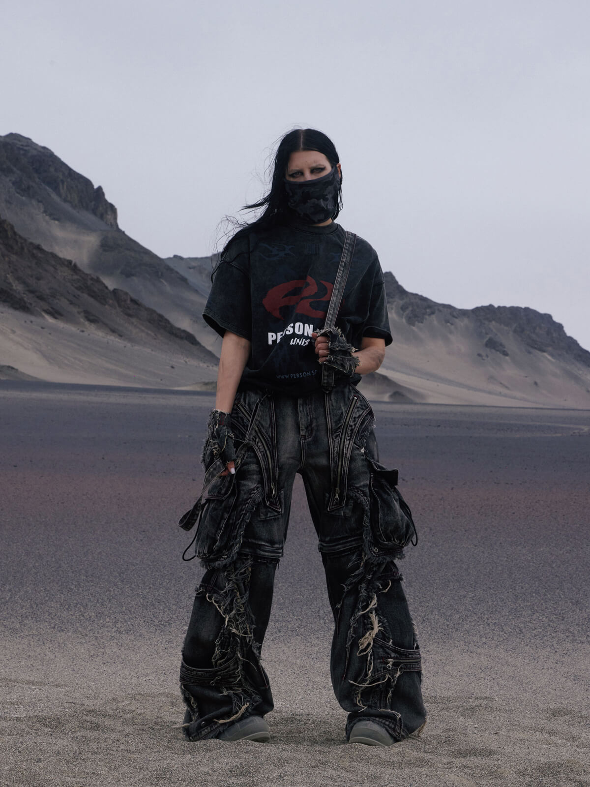 Personsoul Black Detachable Denim Overalls-IYAMIUIO