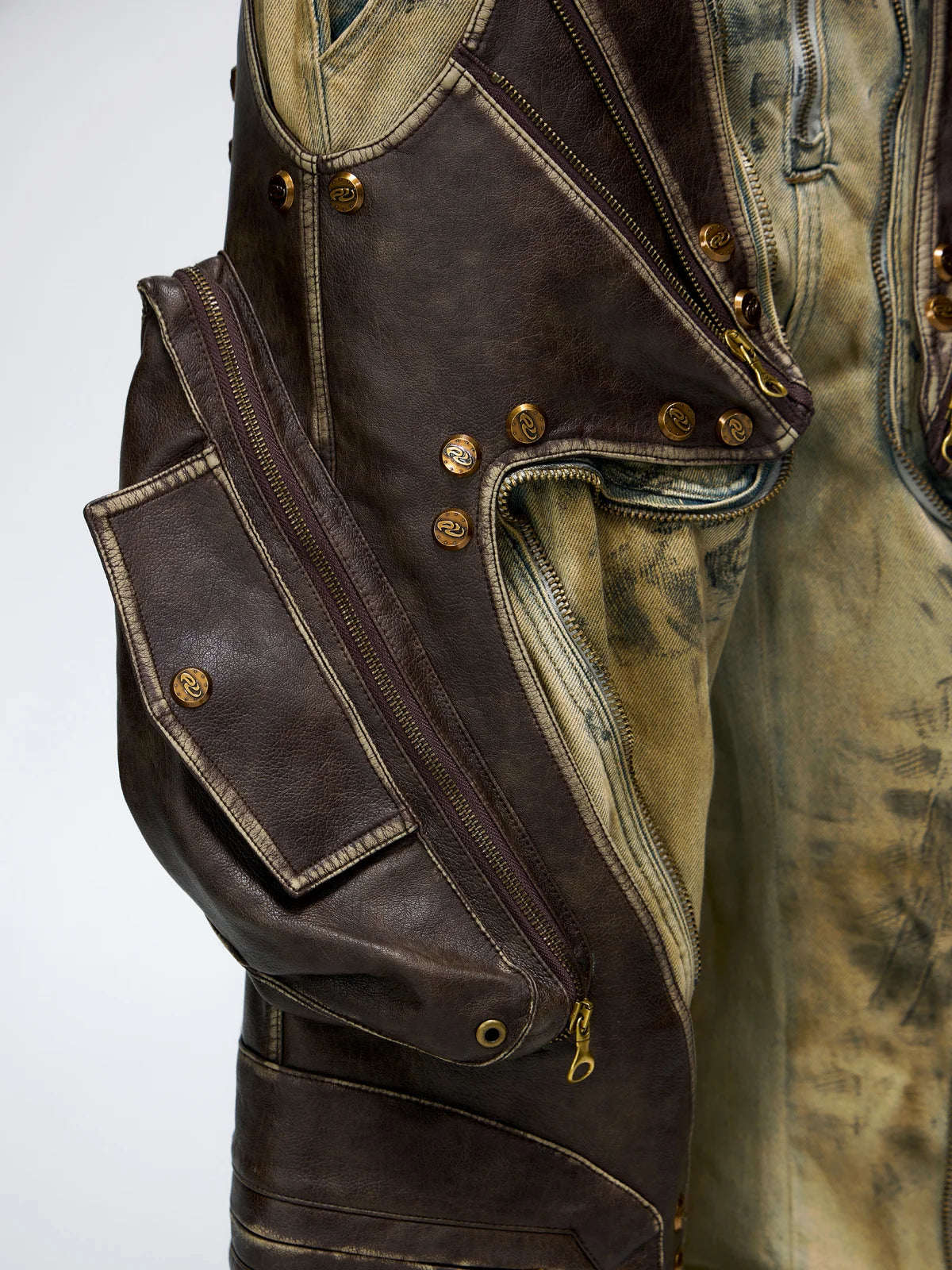 Personsoul Western Dunes Leather Panel Jeans-IYAMIUIO