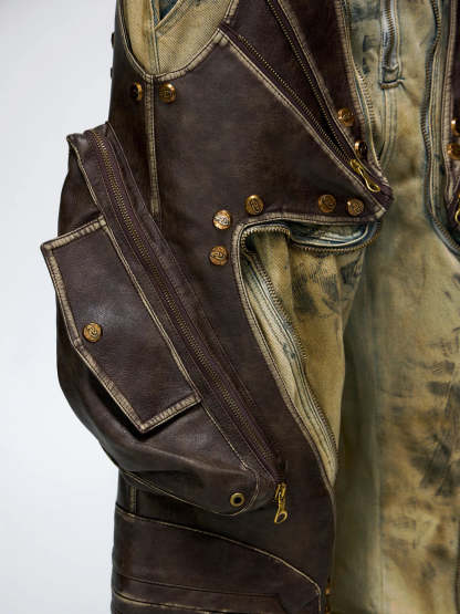 Personsoul Western Dunes Leather Panel Jeans-IYAMIUIO