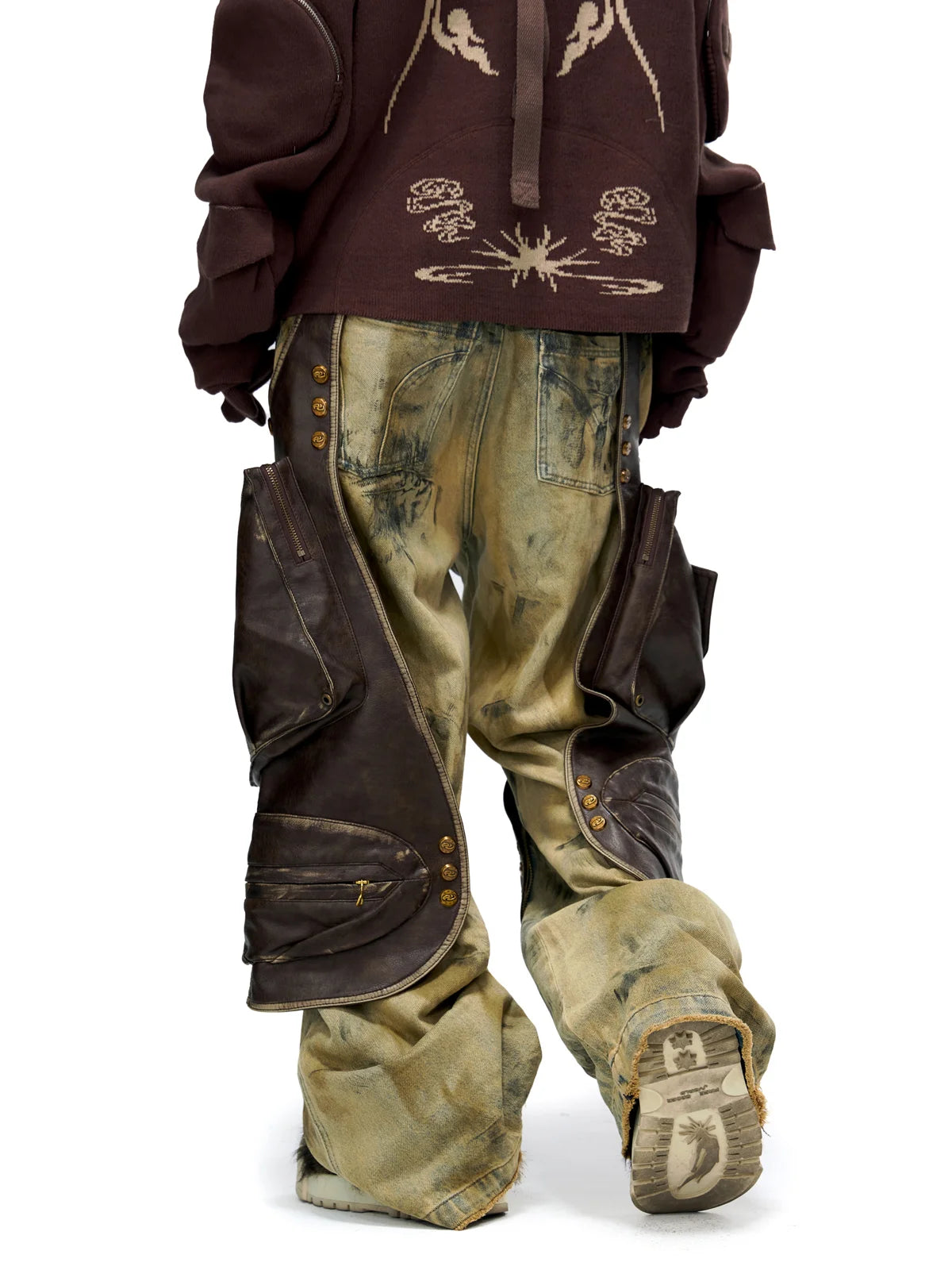 Personsoul Western Dunes Leather Panel Jeans-IYAMIUIO