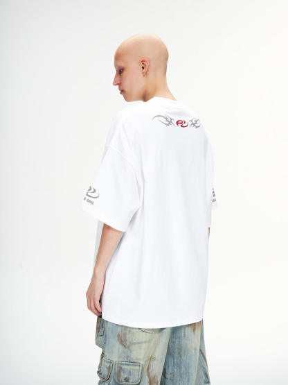 Personsoul Basic Logo Washed Oversized T-Shirt-IYAMIUIO