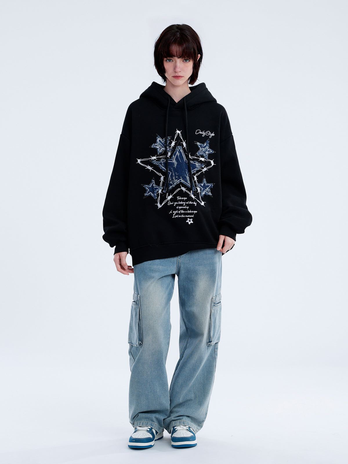 Aelfric Eden Applique Embroidery Star Hoodie-IYAMIUIO