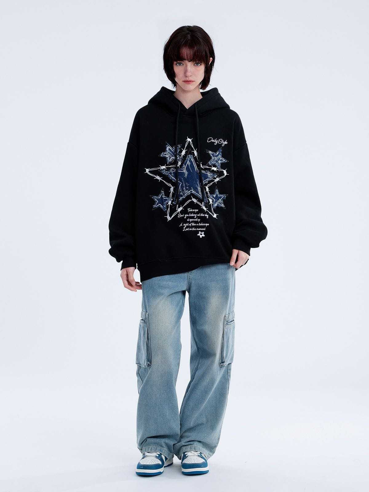 Aelfric Eden Applique Embroidery Star Hoodie-IYAMIUIO