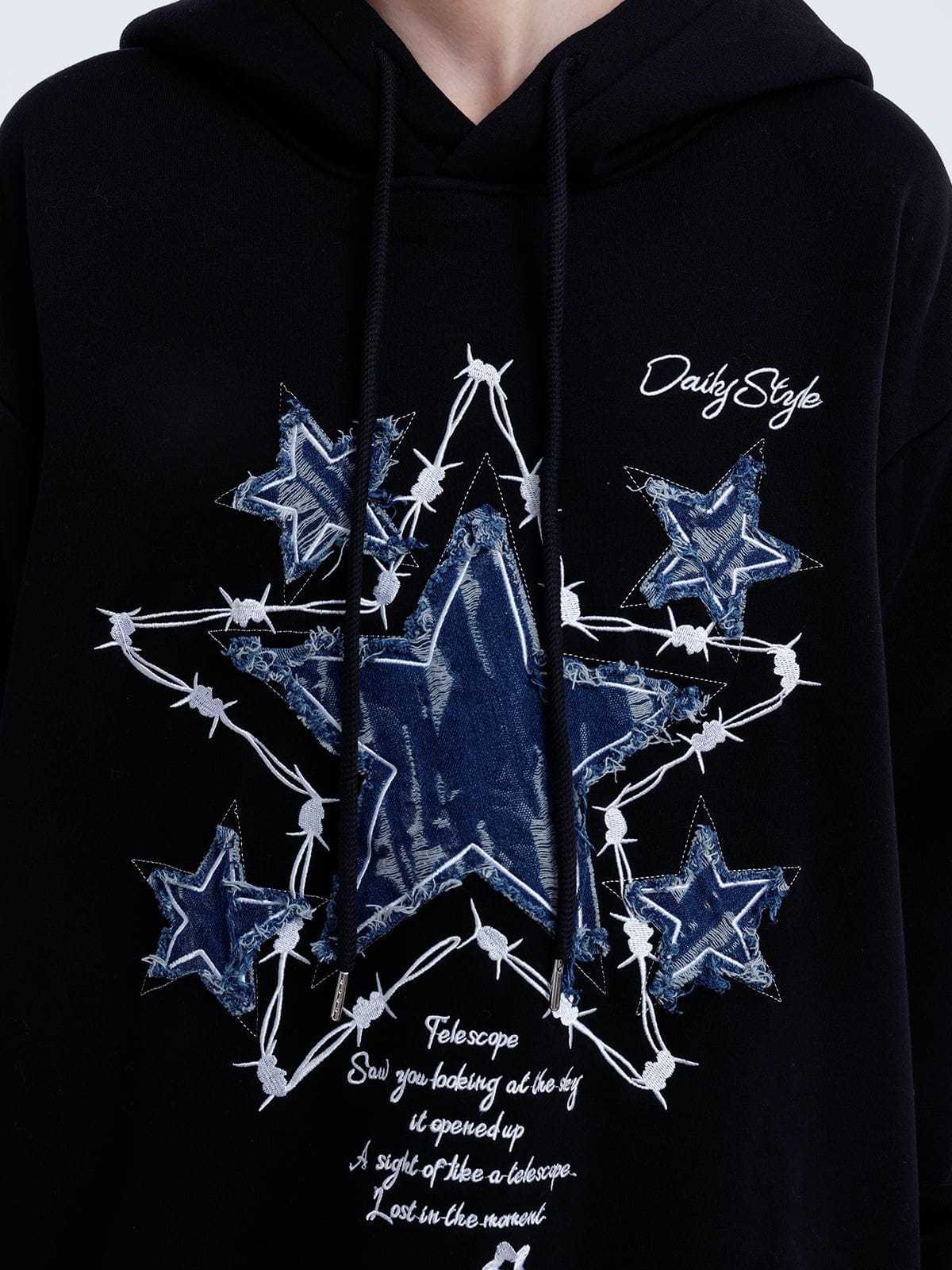 Aelfric Eden Applique Embroidery Star Hoodie-IYAMIUIO