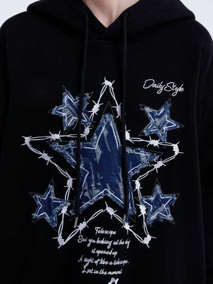 Aelfric Eden Applique Embroidery Star Hoodie-IYAMIUIO