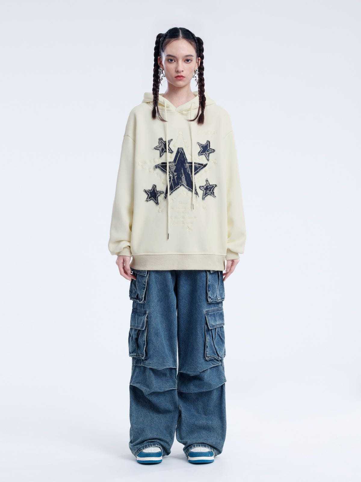 Aelfric Eden Applique Embroidery Star Hoodie-IYAMIUIO