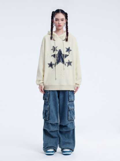 Aelfric Eden Applique Embroidery Star Hoodie-IYAMIUIO