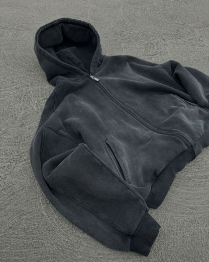 Washed vintage zip up-IYAMIUIO