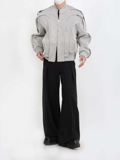 【24s January.】Deconstructed Glossy Pu Leather Jacket-IYAMIUIO