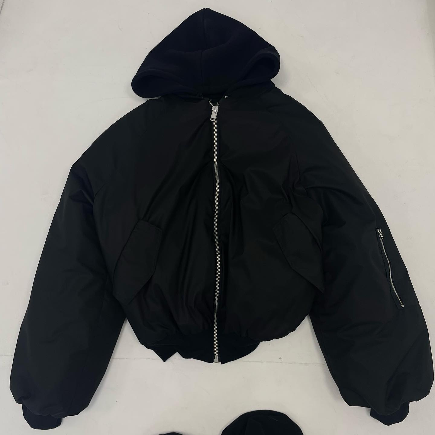 Detachable Hood Bomber Jacket-IYAMIUIO