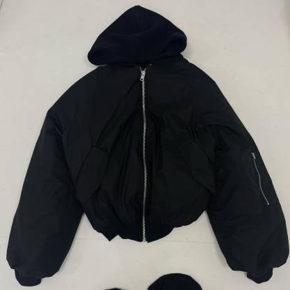 Detachable Hood Bomber Jacket-IYAMIUIO