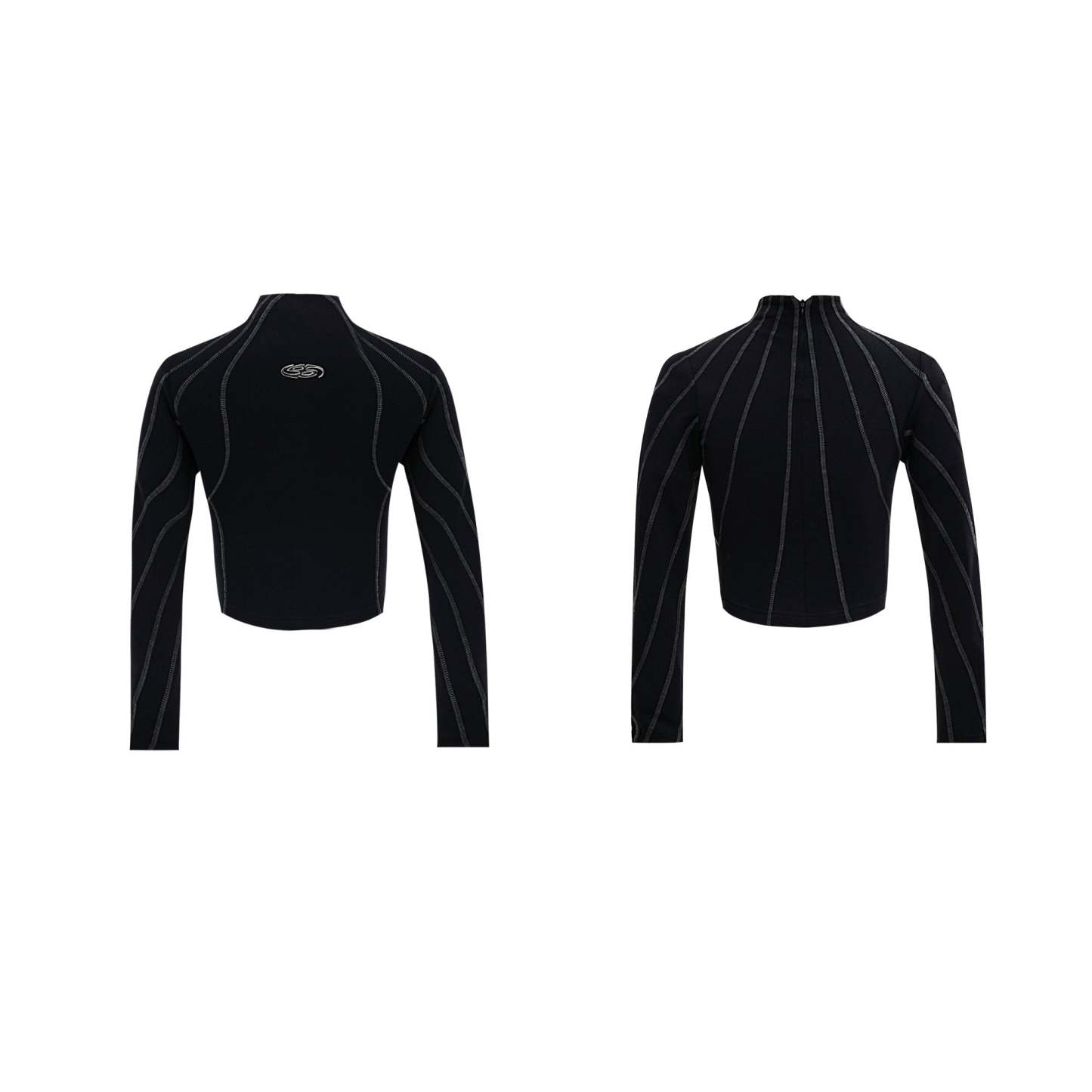 【24s Oct.】Topstitched Metallic Trim Slim-fit Turtleneck Top-IYAMIUIO