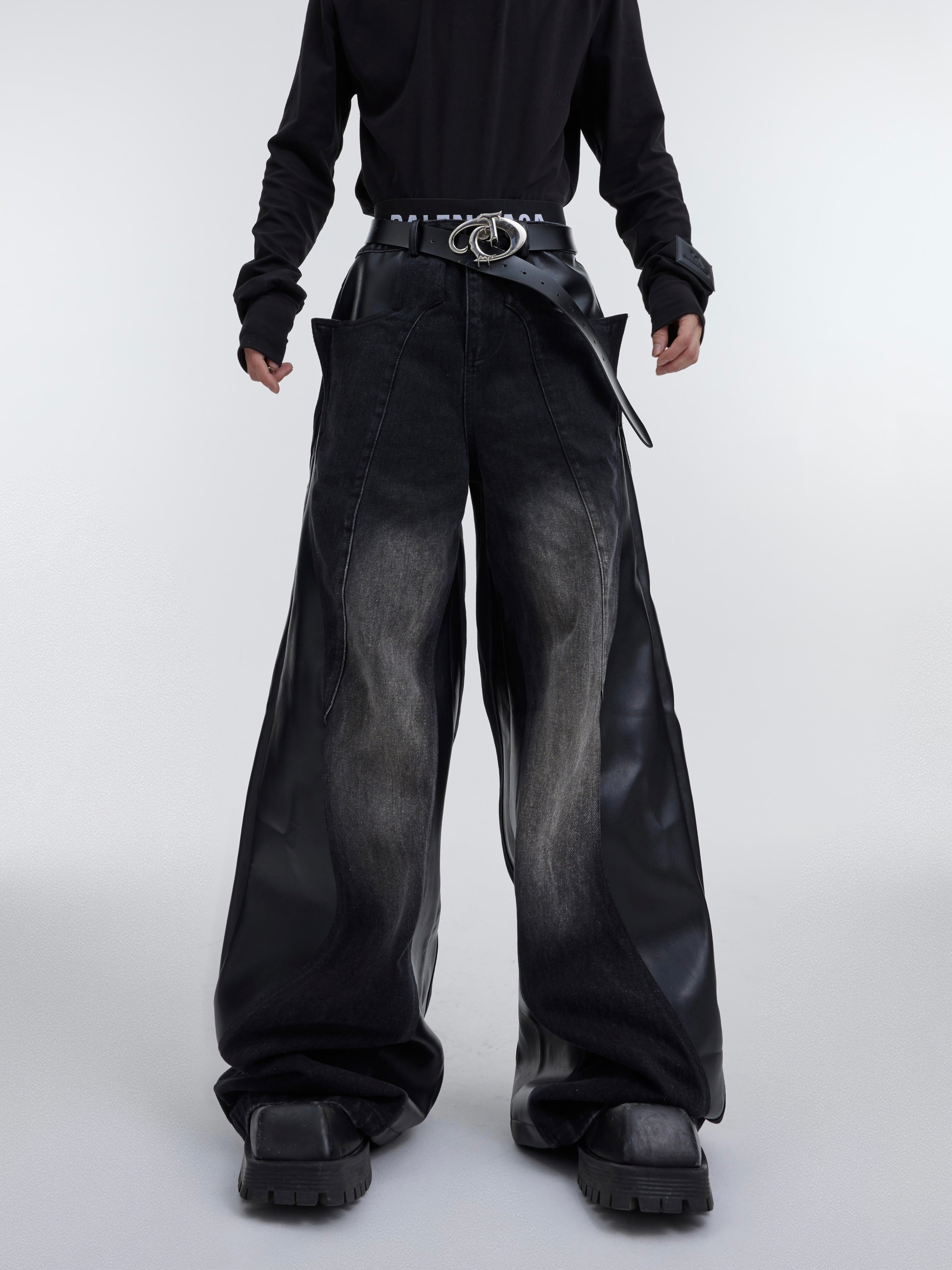 【23s October.】Washed Patchwork Contrasting Jeans-IYAMIUIO