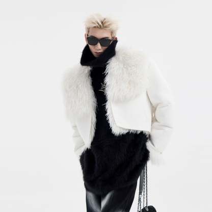 【24s January.】High Street Large Collar Short Plush Jacket-IYAMIUIO