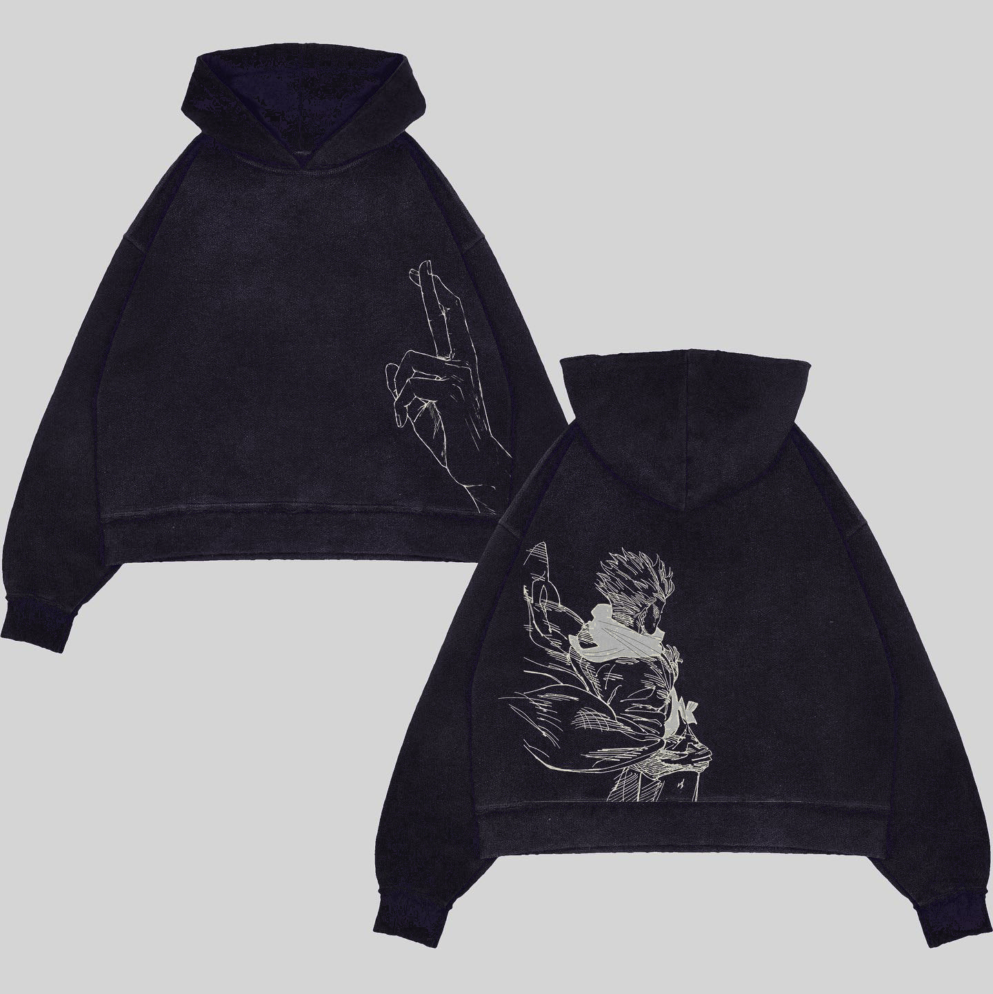 Vintage Washed Hoodie - JJK-IYAMIUIO