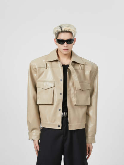 【23s August.】Shoulder Pad Leather Biker Jacket-IYAMIUIO