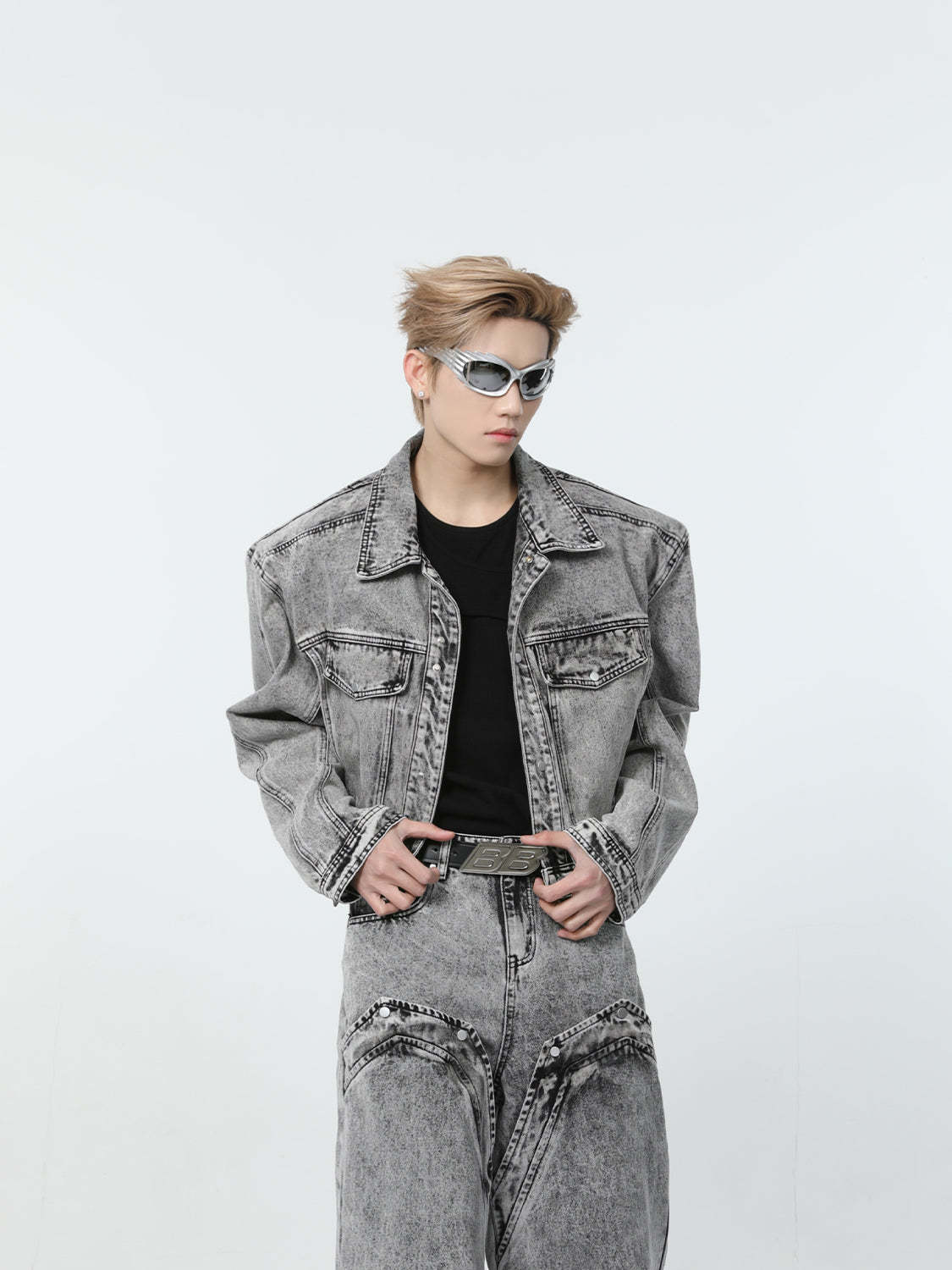 【24s March.】Retro Distressed Simple Denim Suit-IYAMIUIO