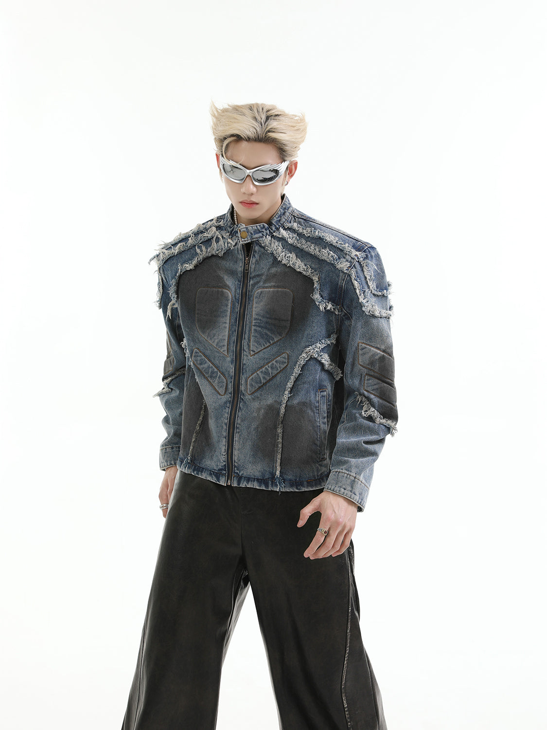 【24s Aug.】Washed Denim Jacket with Shoulder Pads-IYAMIUIO