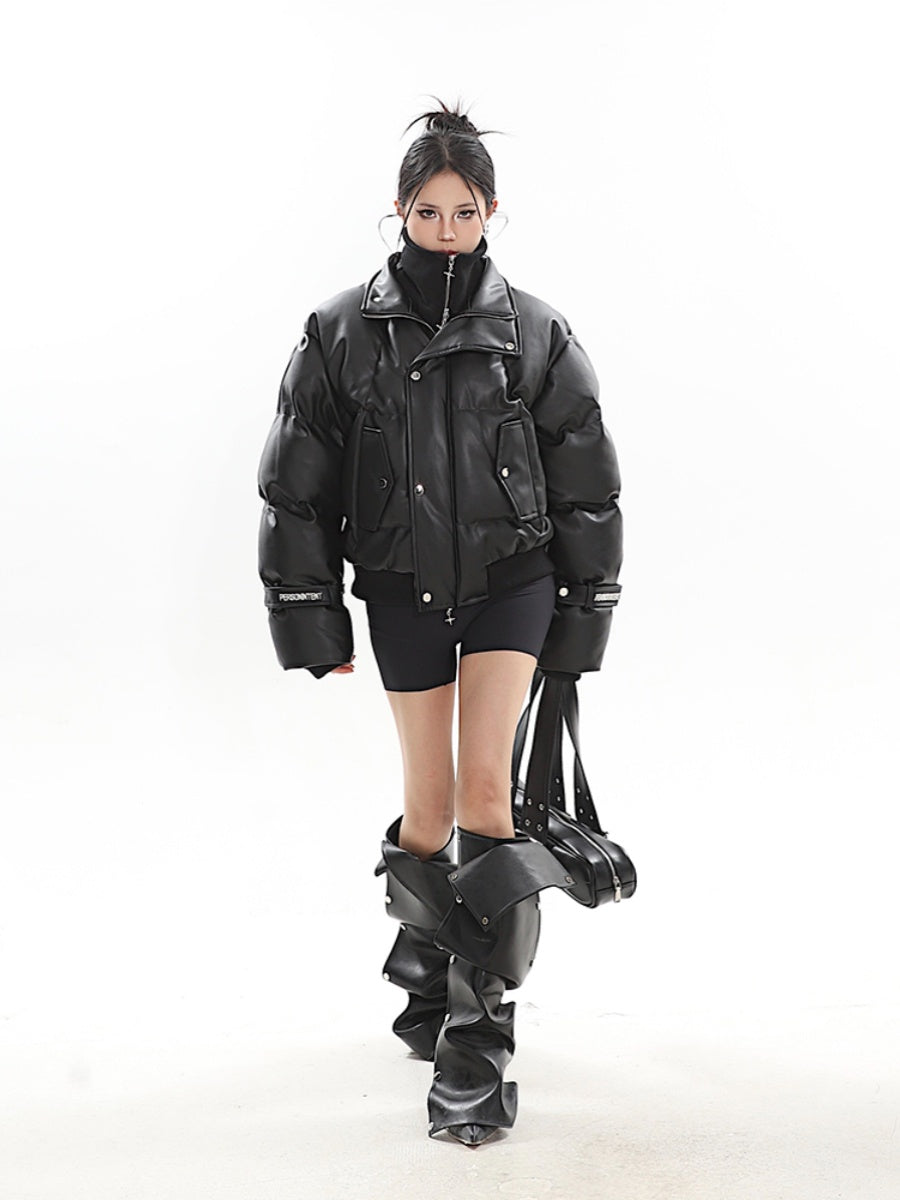 【Hot】High-end Fake Two-piece Stand-collar Short Cotton Jacket-IYAMIUIO