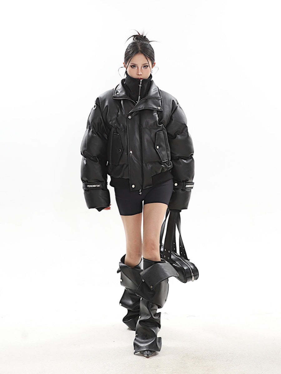 【Hot】High-end Fake Two-piece Stand-collar Short Cotton Jacket-IYAMIUIO