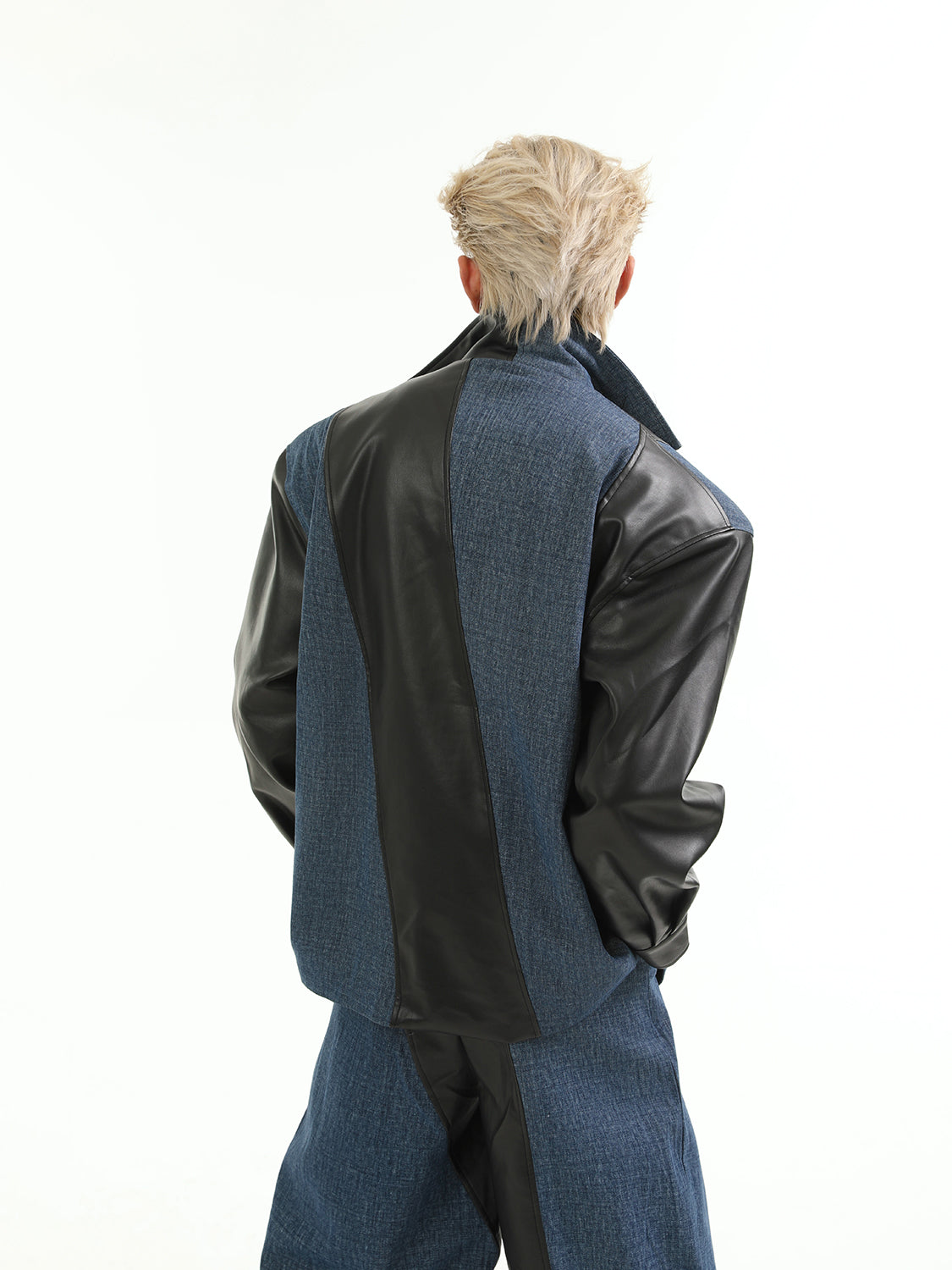 【24s Aug.】PU Leather Patchwork Jacket Set-IYAMIUIO