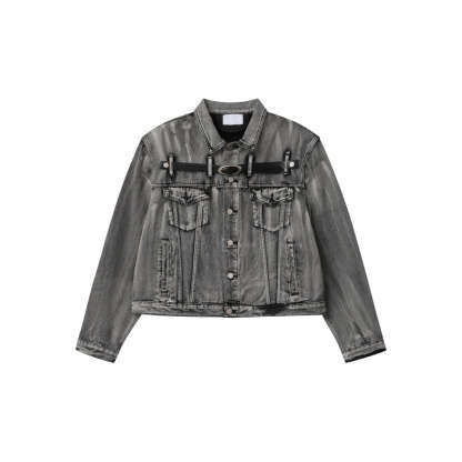 【24s Aug.】Heavy Distressed Belt-decorated Denim Suit-IYAMIUIO