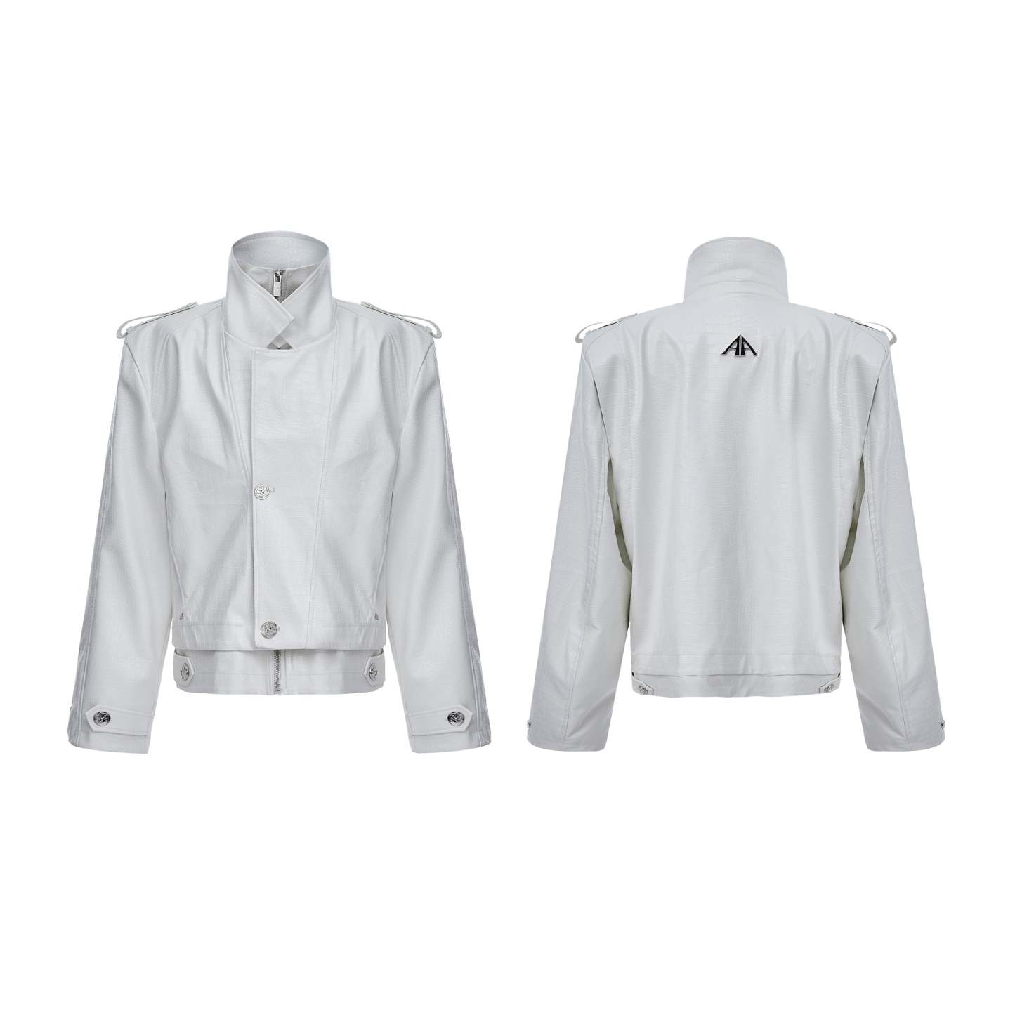 【24s Oct.】Fake Two-piece Crocodile Print Short Leather Jacket-IYAMIUIO