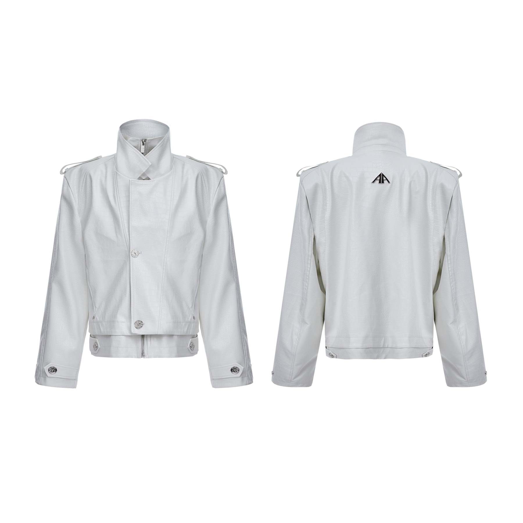 【24s Oct.】Fake Two-piece Crocodile Print Short Leather Jacket-IYAMIUIO