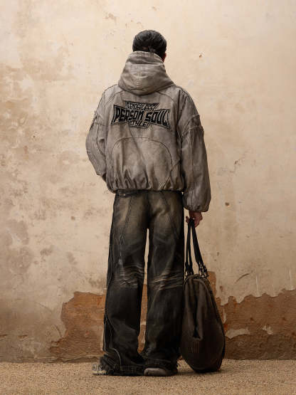 Personsoul Hand Brushed Dirty Cotton Jacket-IYAMIUIO