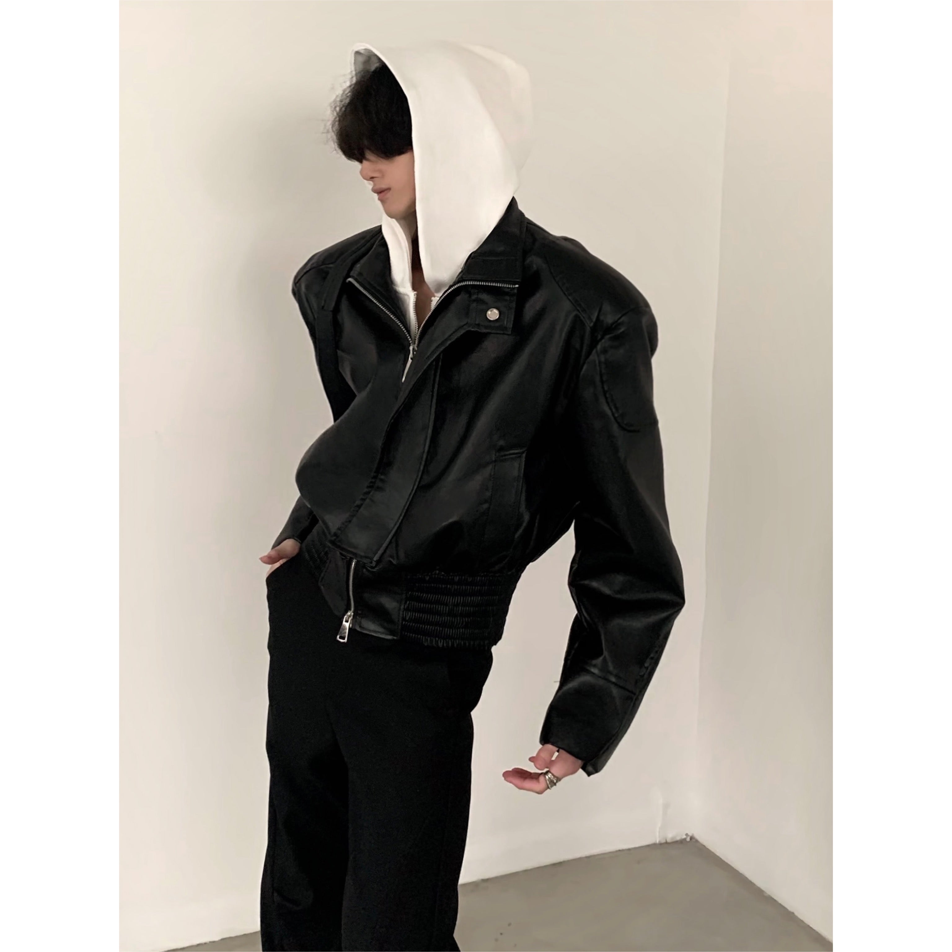 【24s March.】High Street Vibe Deconstructed Leather Jacket-IYAMIUIO