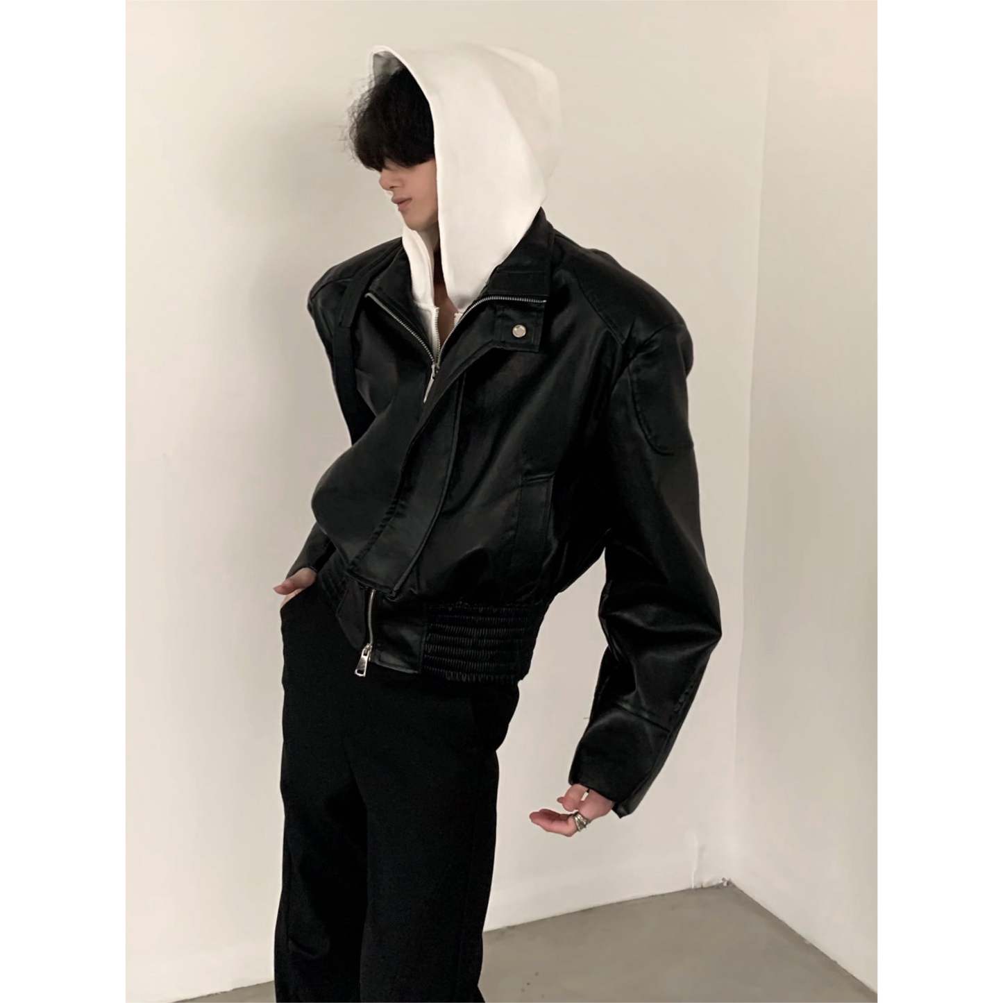 【24s March.】High Street Vibe Deconstructed Leather Jacket-IYAMIUIO