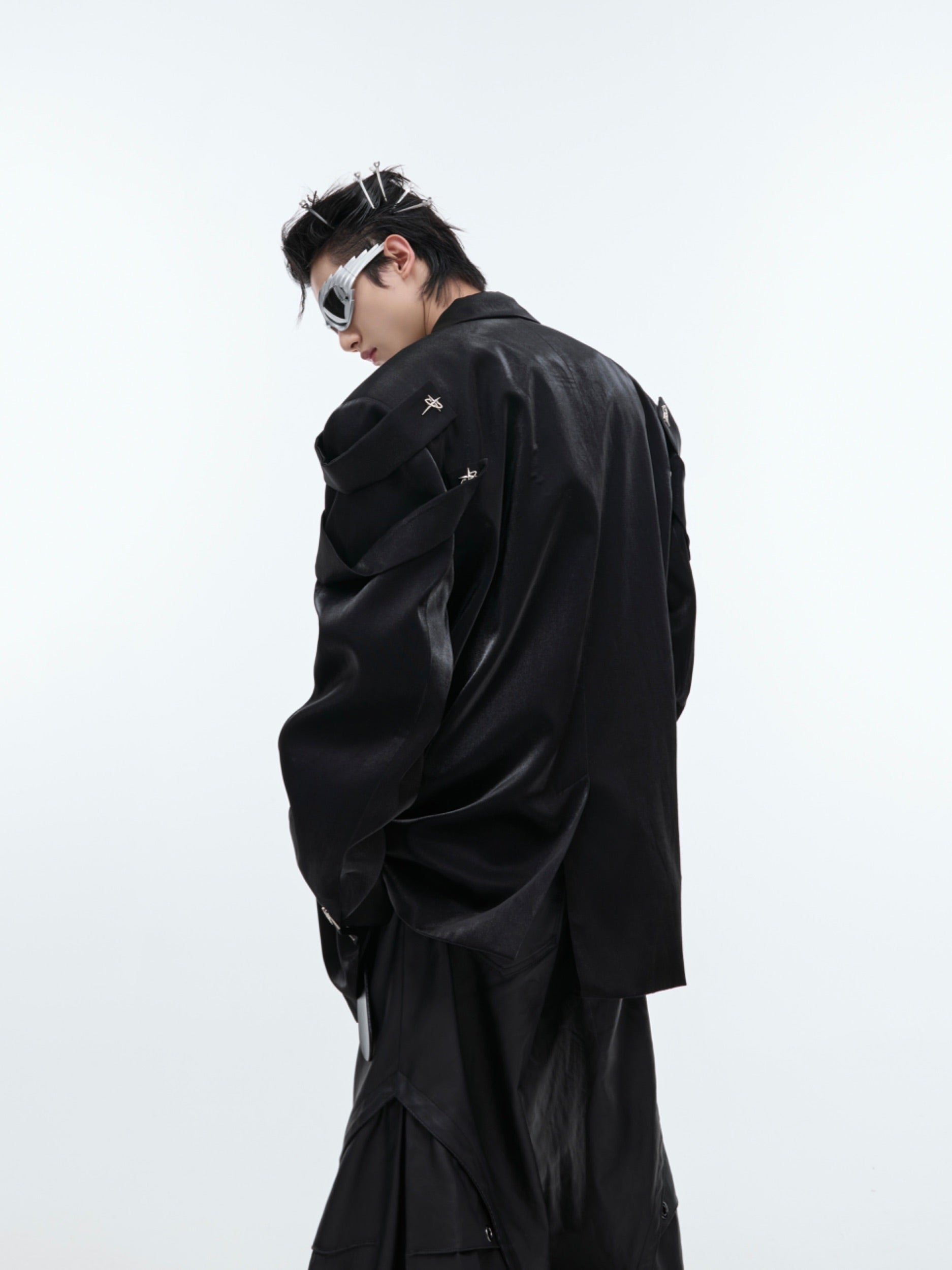 【24s Oct.】Liquid Glossy Outerwear Blazer-IYAMIUIO