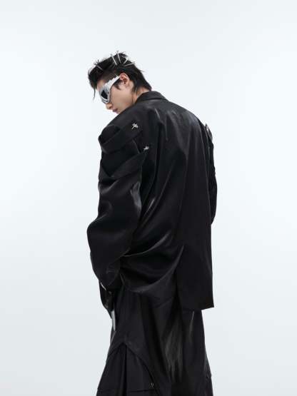 【24s Oct.】Liquid Glossy Outerwear Blazer-IYAMIUIO