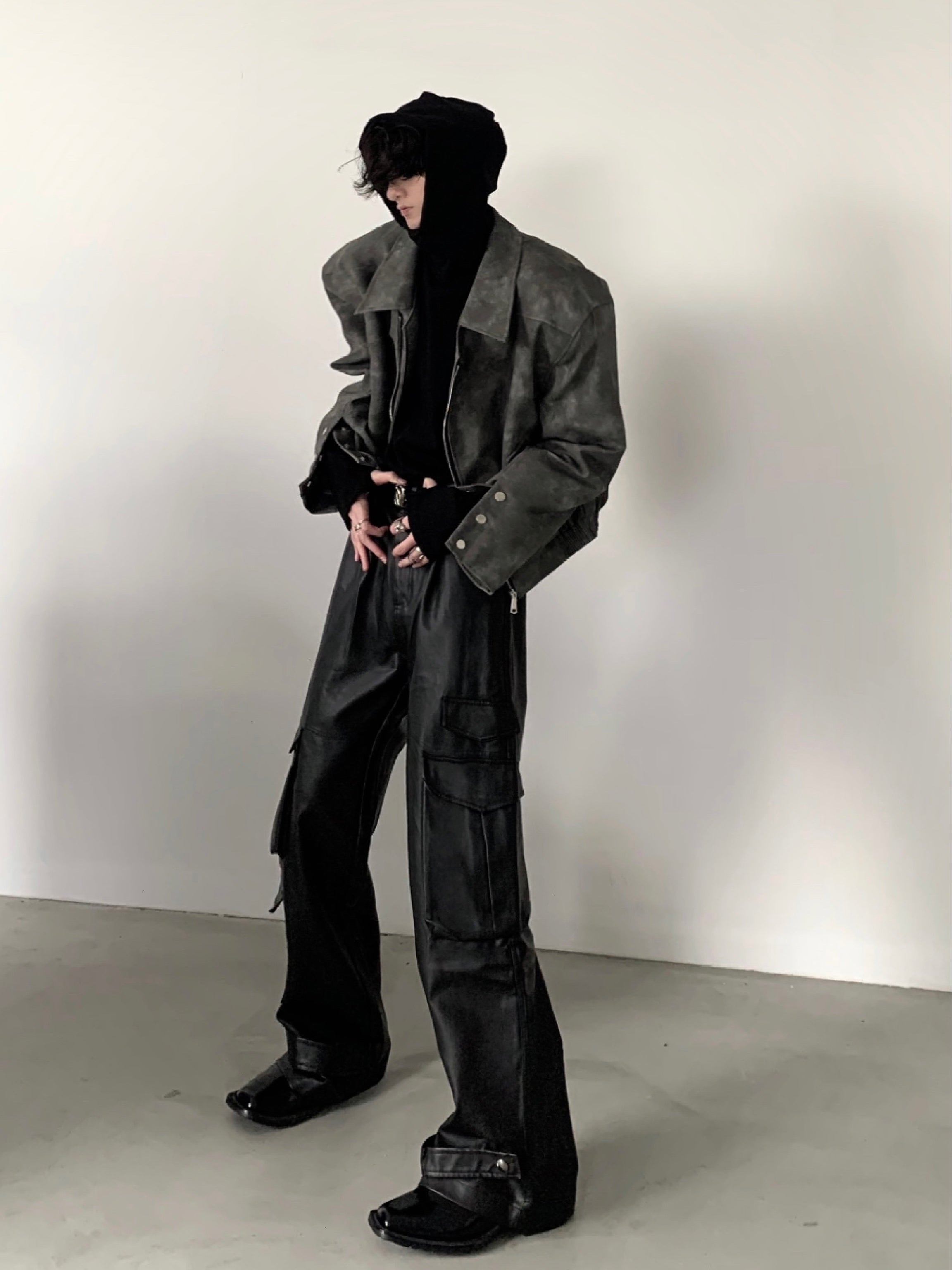 【23s November.】Tie-dye American Vintage Leather Jacket-IYAMIUIO