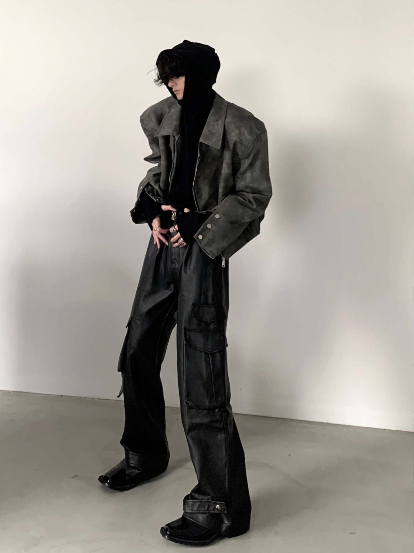 【23s November.】Tie-dye American Vintage Leather Jacket-IYAMIUIO