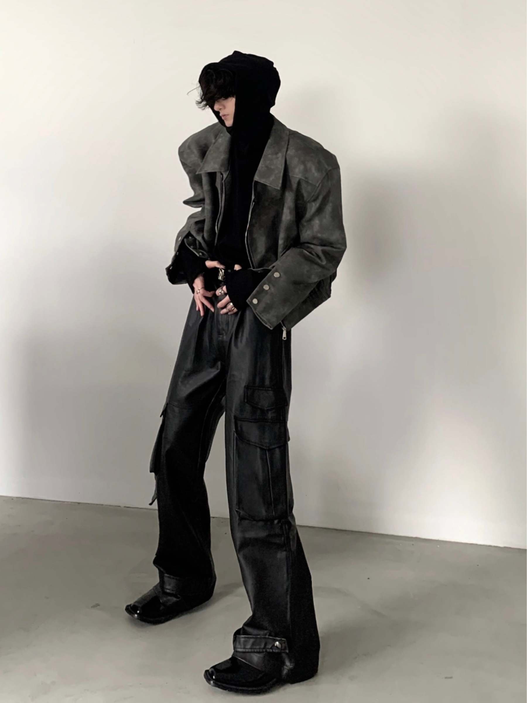 【23s November.】Tie-dye American Vintage Leather Jacket-IYAMIUIO