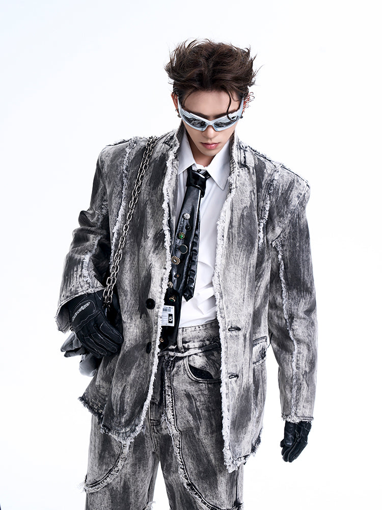 【24s Oct.】Distressed Vintage Denim Jacket-IYAMIUIO