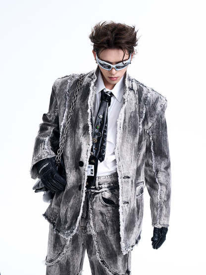 【24s Oct.】Distressed Vintage Denim Jacket-IYAMIUIO