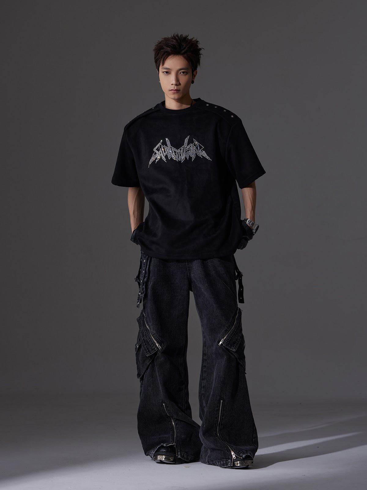 【24s June.】Patchwork Multi-pocket Cargo Jeans-IYAMIUIO