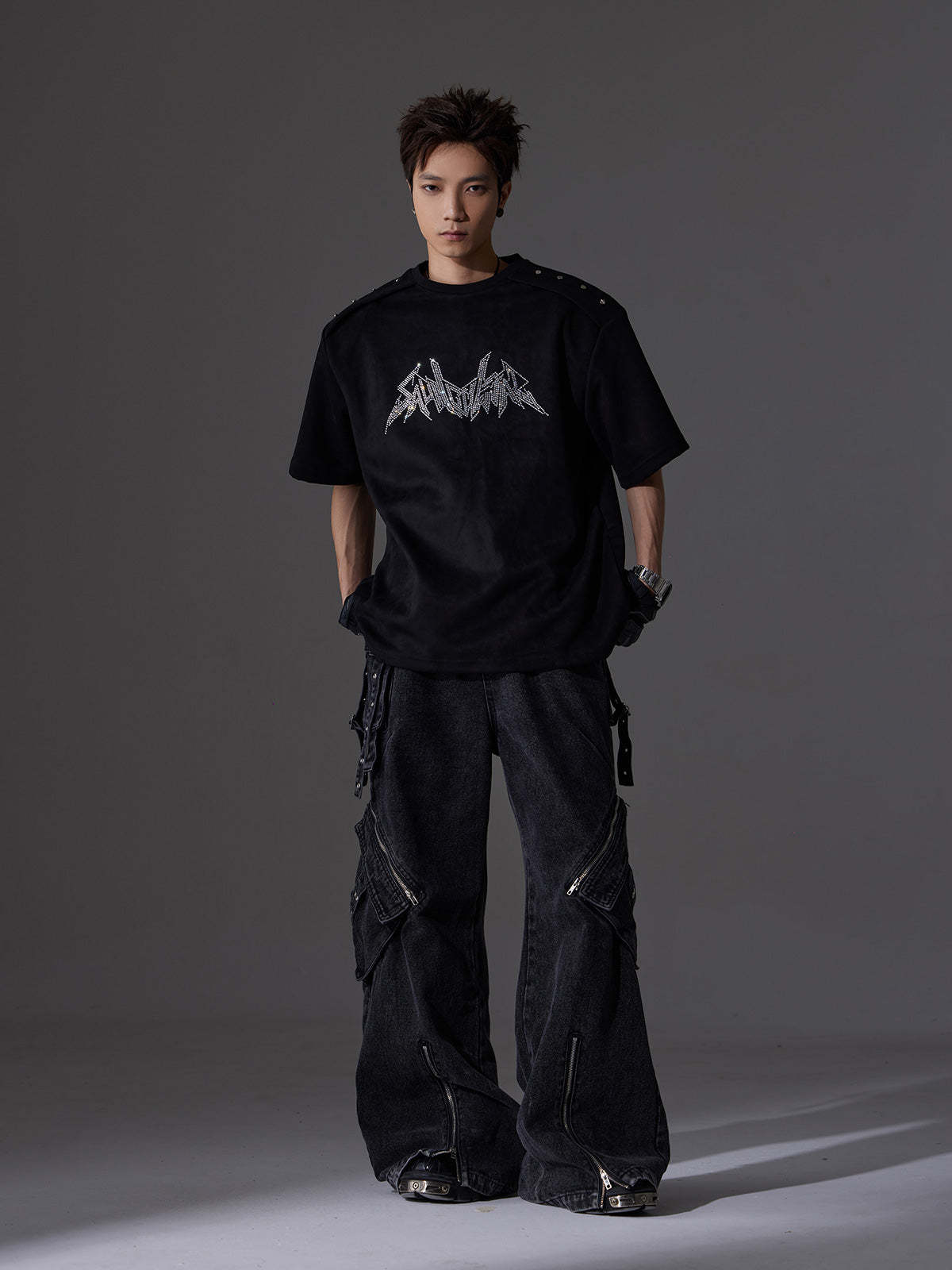 【24s June.】Patchwork Multi-pocket Cargo Jeans-IYAMIUIO