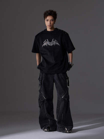 【24s June.】Patchwork Multi-pocket Cargo Jeans-IYAMIUIO