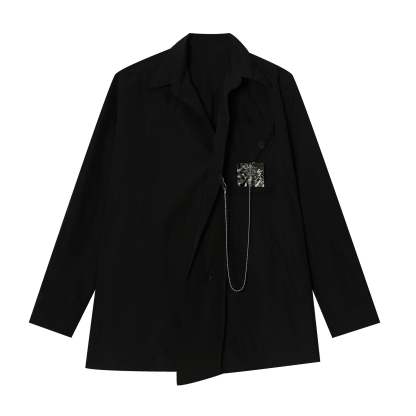 Men's Fashionable Long Sleeve White Shirt-IYAMIUIO