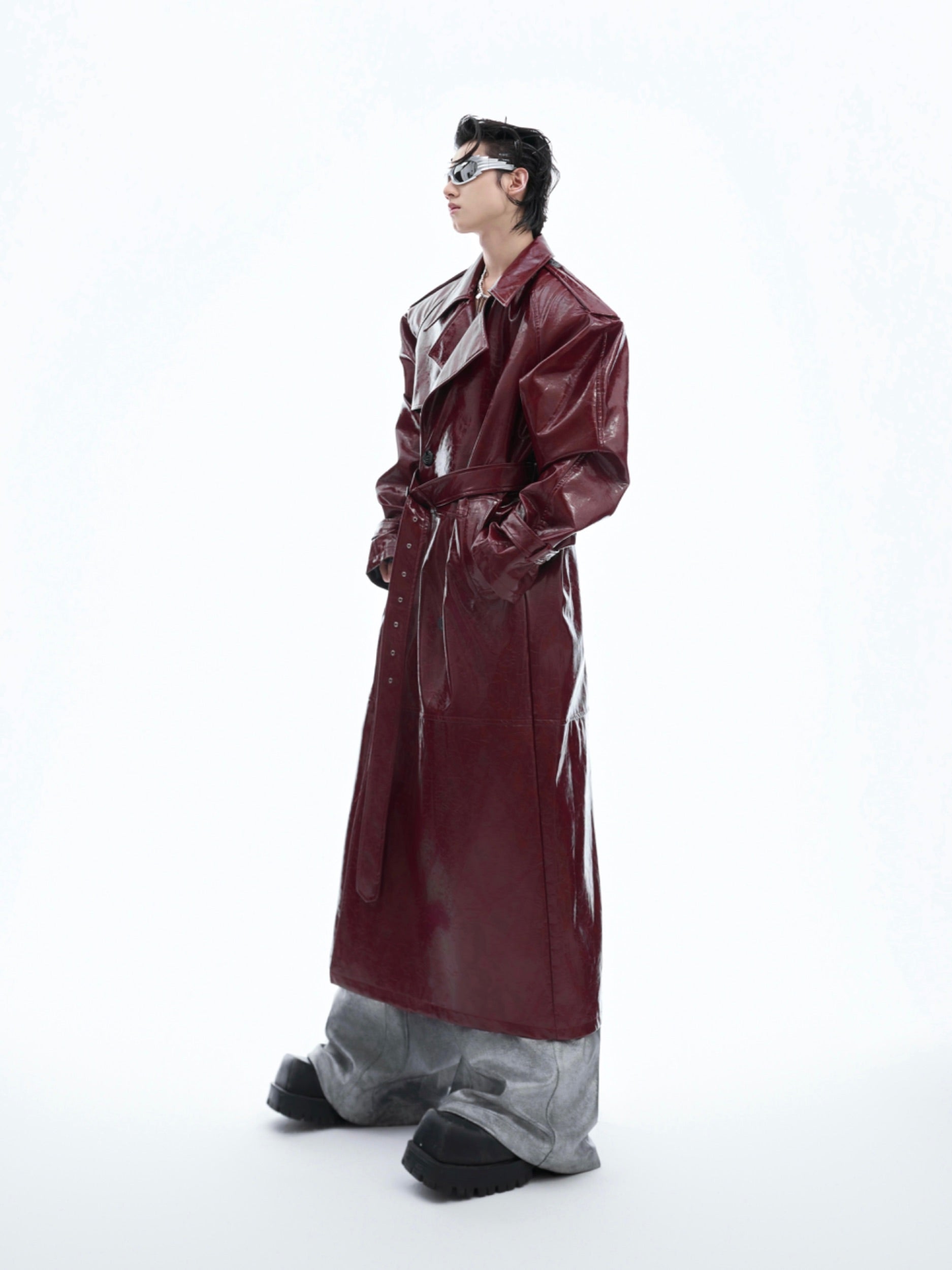 【24s Oct.】Shiny Belted Trench Coat-IYAMIUIO
