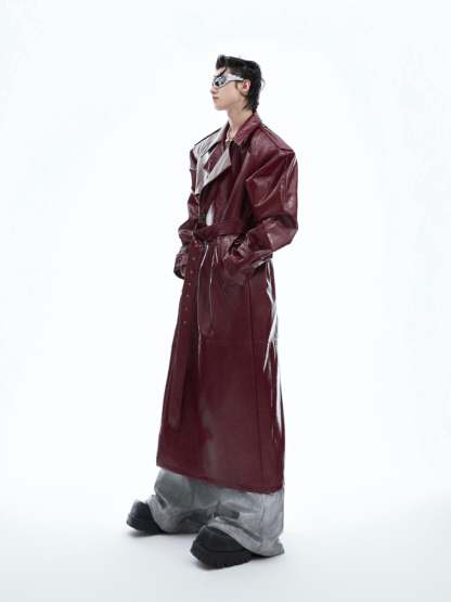 【24s Oct.】Shiny Belted Trench Coat-IYAMIUIO